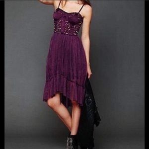 RARE Free People Purple Mesh Tulle Hi Low Dress XS